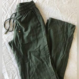 Green linen pants